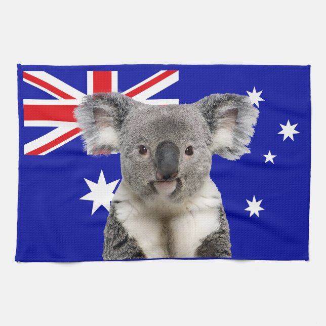 Paño De Cocina Koala con fondo de bandera australiana (Horizontal)