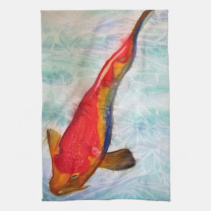 Paño De Cocina Kohaku Koi acuarela arte japonés Fish