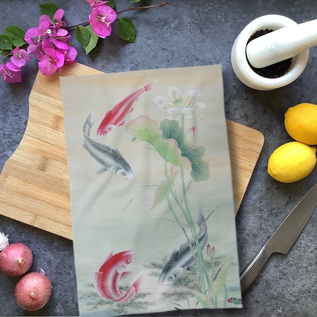 Paño De Cocina Koi Fish con Lotus (Subido por el creador)