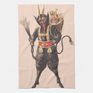 Paño De Cocina Krampus secuestrando niños con vara