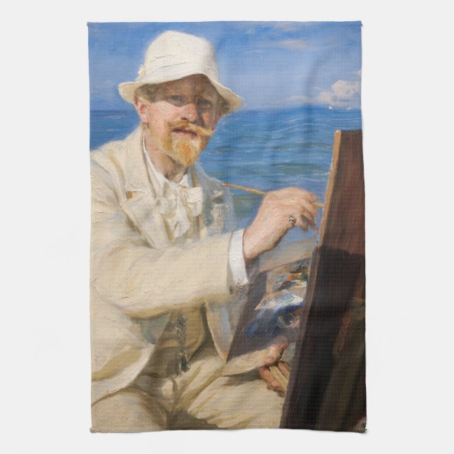 Paño De Cocina Kroyer - autorretrato en la playa de Skagen (Vertical)