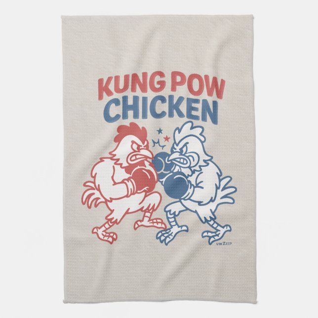 Paño De Cocina Kung Pow Chicken Funny Food Pun (Vertical)