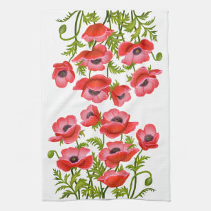 Paño De Cocina La amapola de jardín roja florece remolque de la