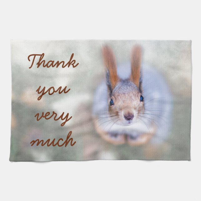 Paño De Cocina La ardilla te mira desde abajo hacia arriba (Horizontal)