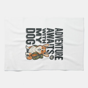 Paño De Cocina La aventura espera con mi perro diseño vintage de