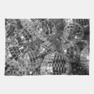 Paño De Cocina La bola de discoteca adorna la foto blanco y negro