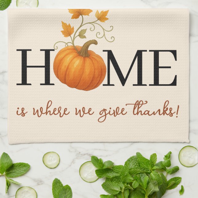 Paño De Cocina La Calabaza de Acción de Gracias a casa es donde d (Doblado)