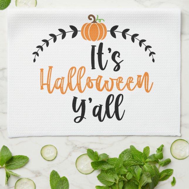 Paño De Cocina La calabaza divertida es Halloween Yall (Doblado)