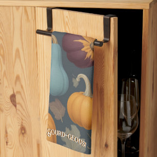 Paño De Cocina La calabaza elegante clásica de otoño deja al Nara