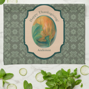 Paño De Cocina La calabaza otoñal y la hoja personalizada Acción 