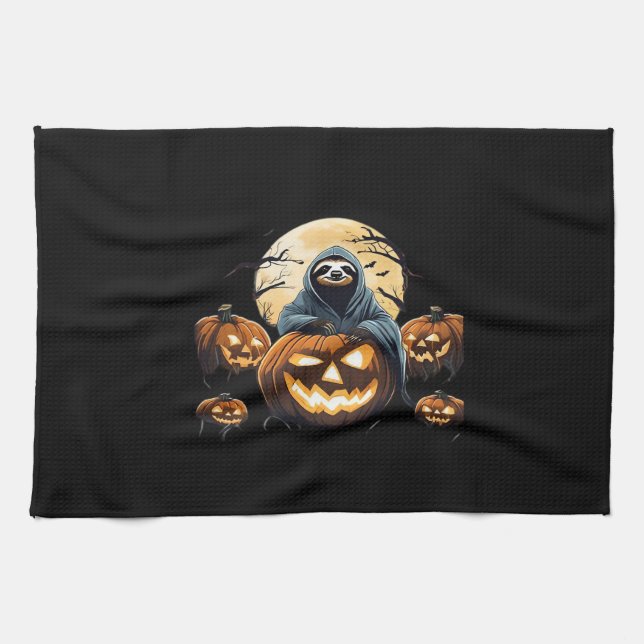 Paño De Cocina La camiseta clásica de Ghostly Sloth a medianoche (Horizontal)
