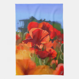 Paño De Cocina La casa de las amapolas - pintura al óleo