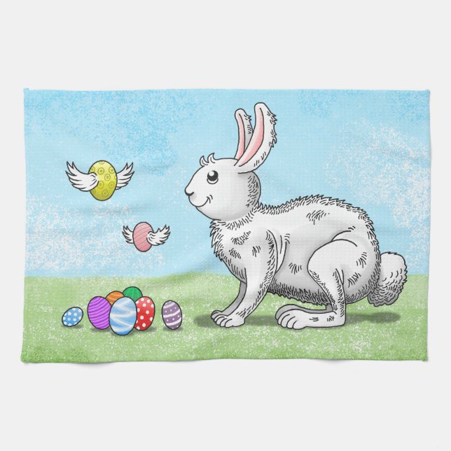 Paño De Cocina La caza de huevos de Easter Bunny (Horizontal)