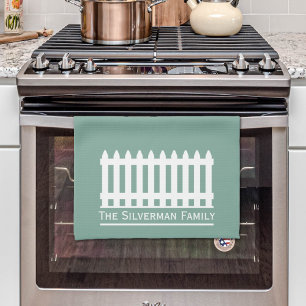 Paño De Cocina La cerca minimalista de la maraña blanca sobre la 