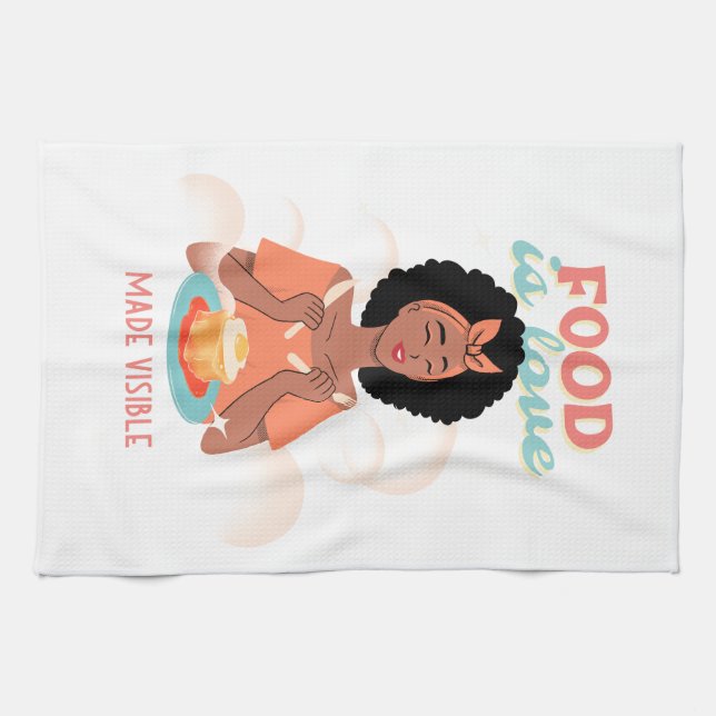 Paño De Cocina La comida es visible para el amor (Horizontal)