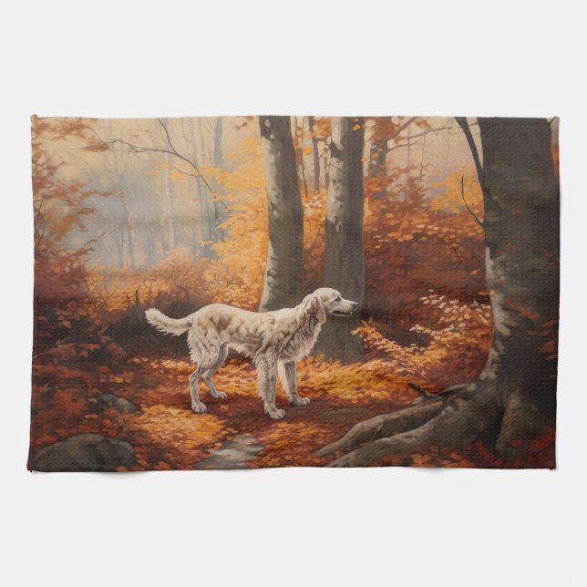 Paño De Cocina La escena inglesa en otoño se inspira (Horizontal)