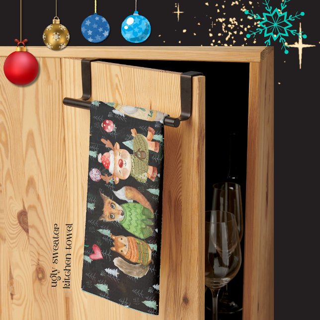 Paño De Cocina La estación para sacudir a los sudorosos (The Season to Rock Ugly Sweaters Kitchen Towel)