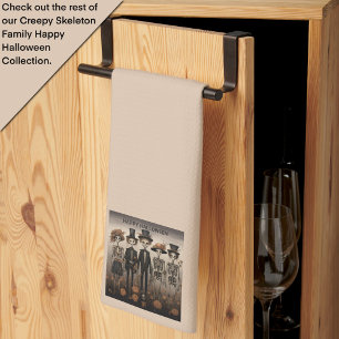 Paño De Cocina La familia de Skeleton feliz Halloween