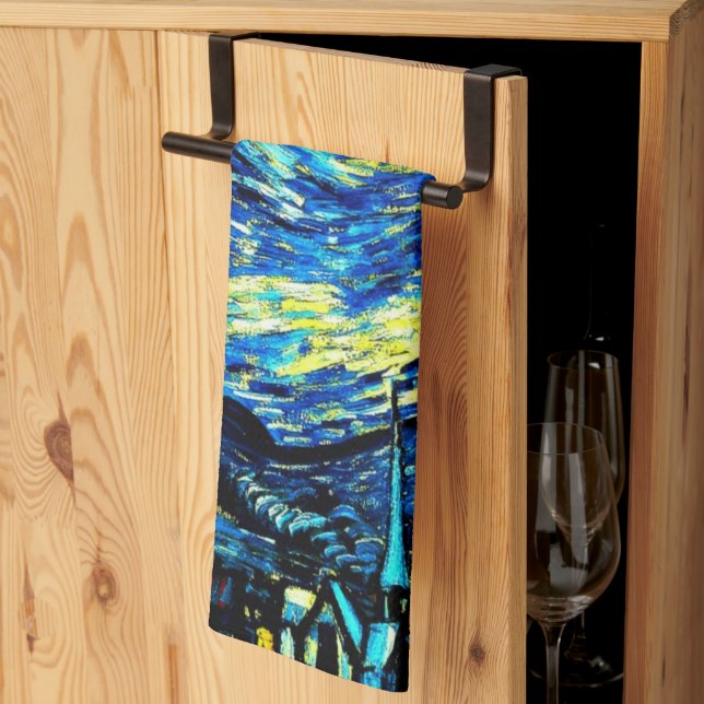 Paño De Cocina La famosa noche estrellada de Van Gogh (Pliegue de tercios)