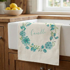 Paño De Cocina La flor verde del mar de Aqua personalizada