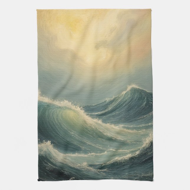 Paño De Cocina La furia del océano al amanecer (Vertical)