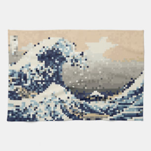 Paño De Cocina La gran ola de Kanagawa 8 bit Pixel Art