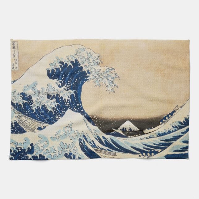 Paño De Cocina La gran ola de Kanagawa por Hokusai (Horizontal)