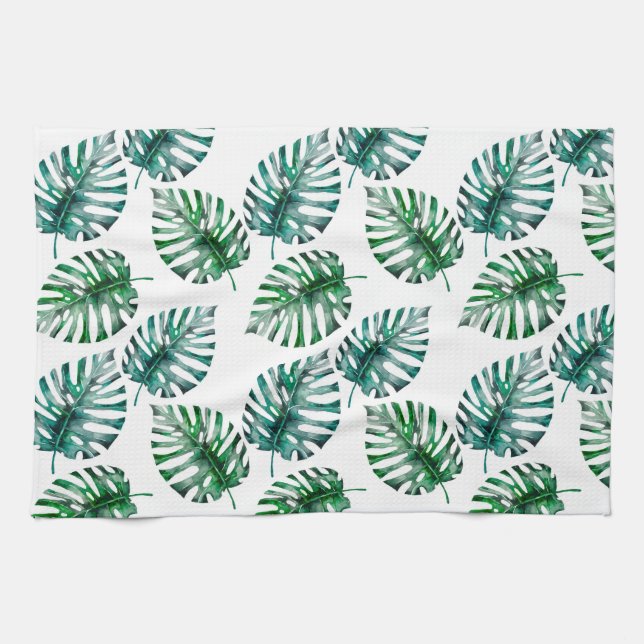 Paño De Cocina La hawaiana tropical Monstera deja el modelo (Horizontal)