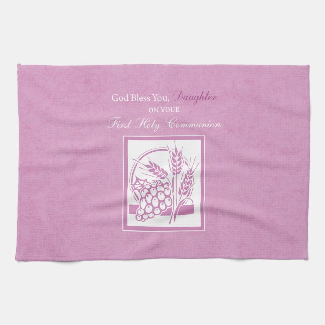 Paño De Cocina La hija es la primera comunión, rosa (Horizontal)