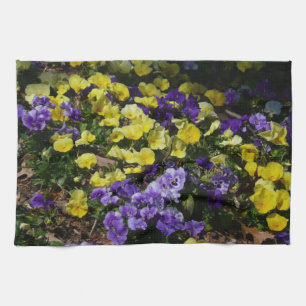 Paño De Cocina La ladera de los Pansies morado y amarillo