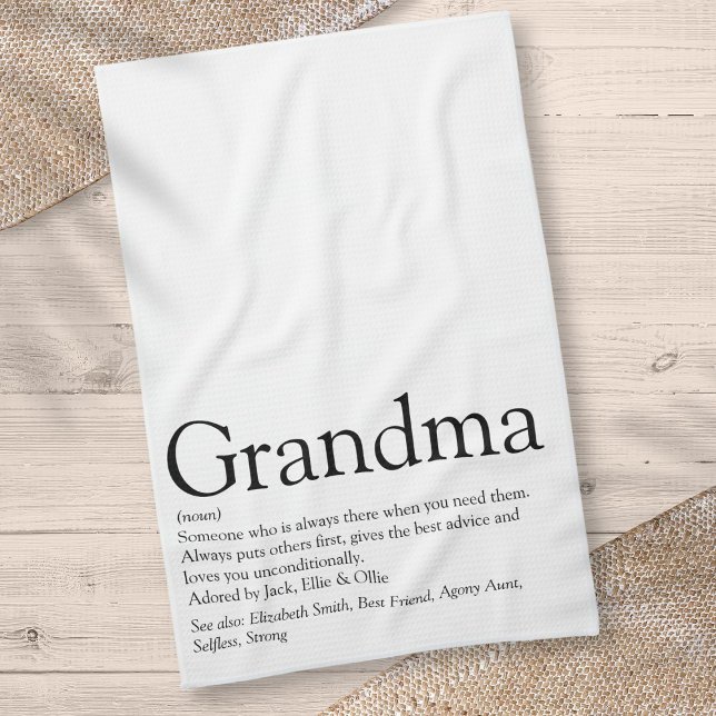 Paño De Cocina La mejor abuela del mundo, definición de abuela (World's Best Ever Grandma, Grandmother Definition Kitchen Towel)