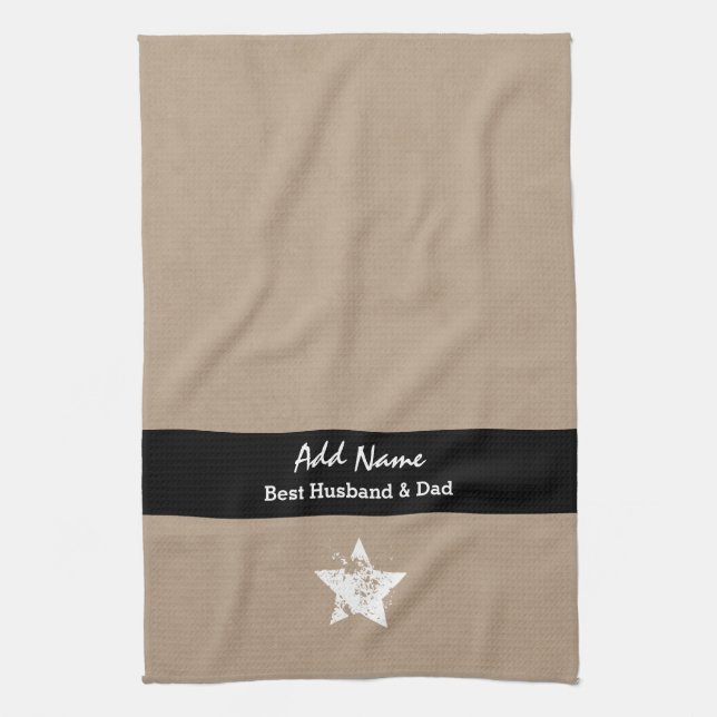 Paño De Cocina La mejor cinta moderna A03 del negro del moreno (Vertical)