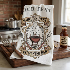 Paño De Cocina La Mejor Cresta Retro de BBQ para Papá Pitmaster P