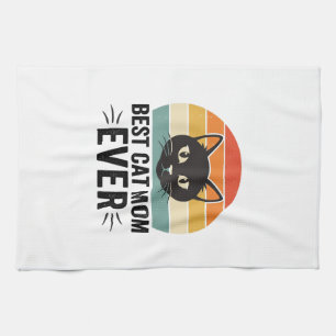 Paño De Cocina La Mejor Mamá de Gatos Retro Cara de Gato Diseño V
