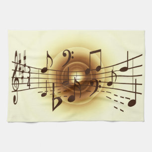 Paño De Cocina La música observa el ilustracion