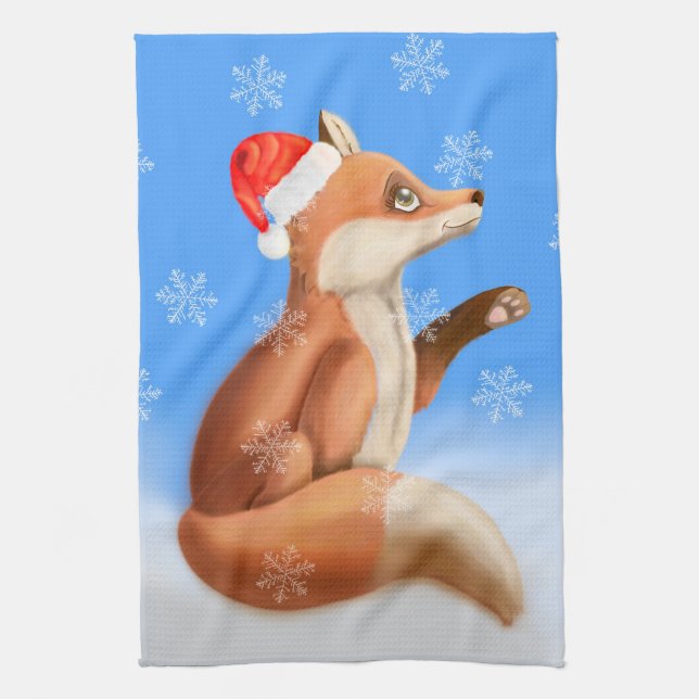 Paño De Cocina La nieve de los navidades Red Fox Woodland (Vertical)