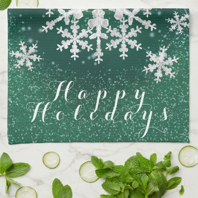 Paño De Cocina La nieve engaña el blanco verde (Doblado)