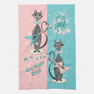 Paño De Cocina La noche de la onda del gato