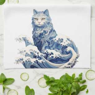 Paño De Cocina La ola del gato en Kanagawa