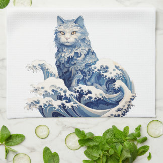 Paño De Cocina La ola del gato en Kanagawa