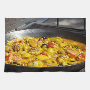 Paño De Cocina La paella se cocina a la parrilla