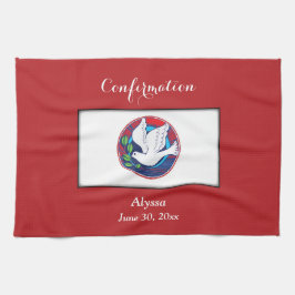 Paño De Cocina La paloma colorida de la confirmación sobre fondo 