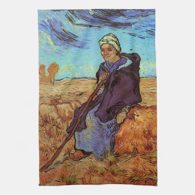 Paño De Cocina La pastora (después de Millet) de Vincent van Gogh (Vertical)