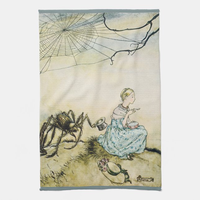 Paño De Cocina La pequeña Miss Muffet por Arthur Rackham (Vertical)