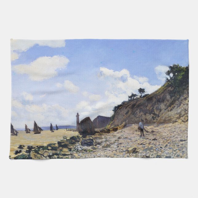 Paño De Cocina La playa en Honfleur, Claude Monet 1865 (Horizontal)