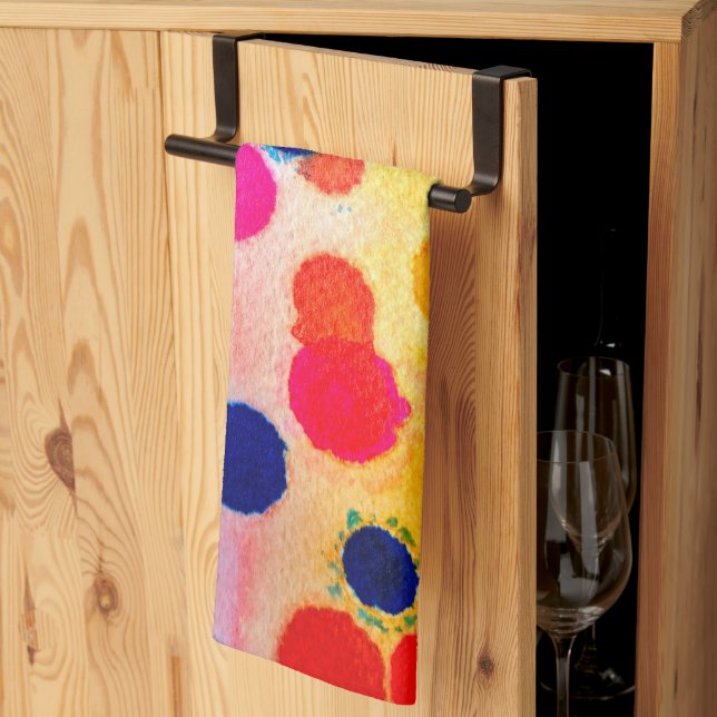 Paño De Cocina La polka acuarela hace círculos lindos (Pliegue de tercios)