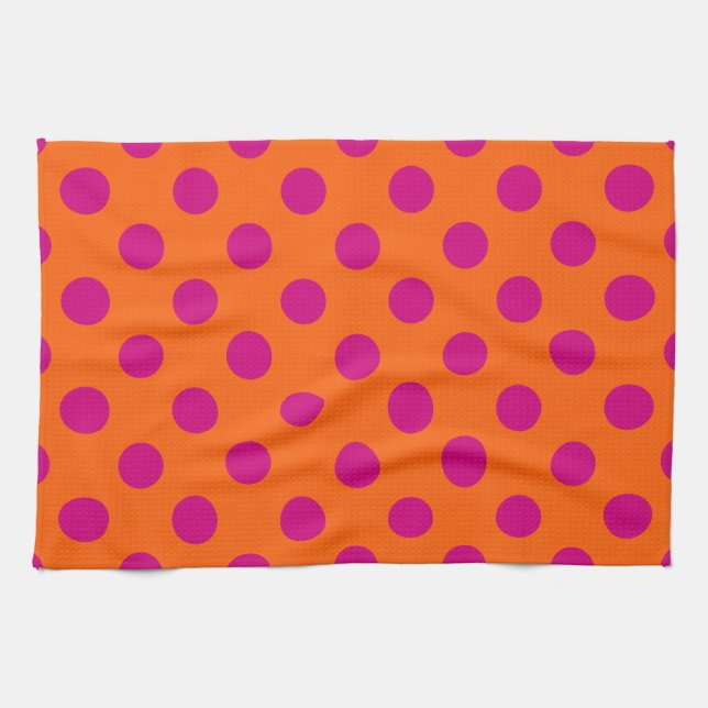 Paño De Cocina La polka de Fuchsia da puntapiés al naranja (Horizontal)