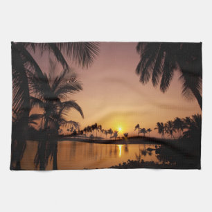 Paño De Cocina La puesta de sol en la bahía de Anaeho'omalu, en 
