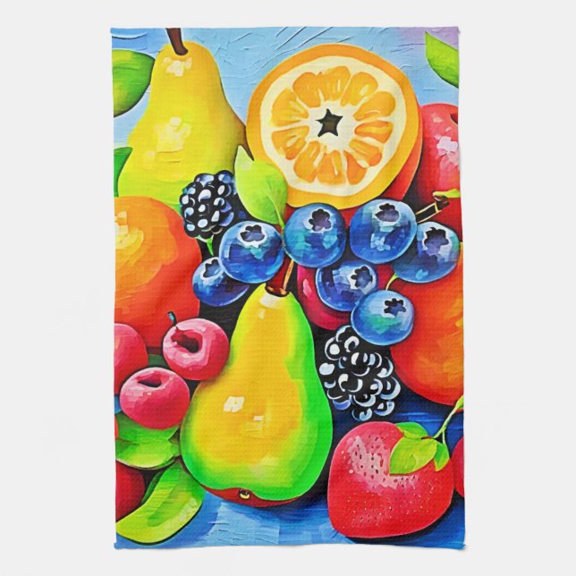 Paño De Cocina La vida de la fruta vibrante (Vertical)