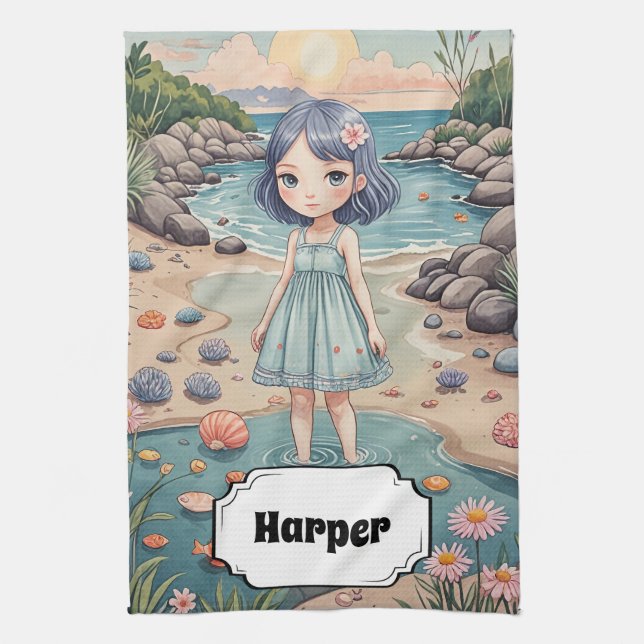 Paño De Cocina La vida de los peatones de playa personalizada (Vertical)